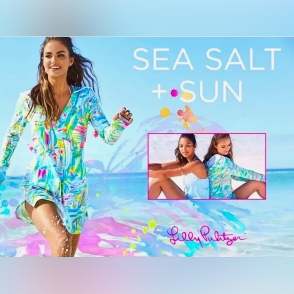 Lilly Pulitzer Rylie UPF 50+ Hooded Cover-up Dress Sea Salt & Sun - Picture 4 of 12